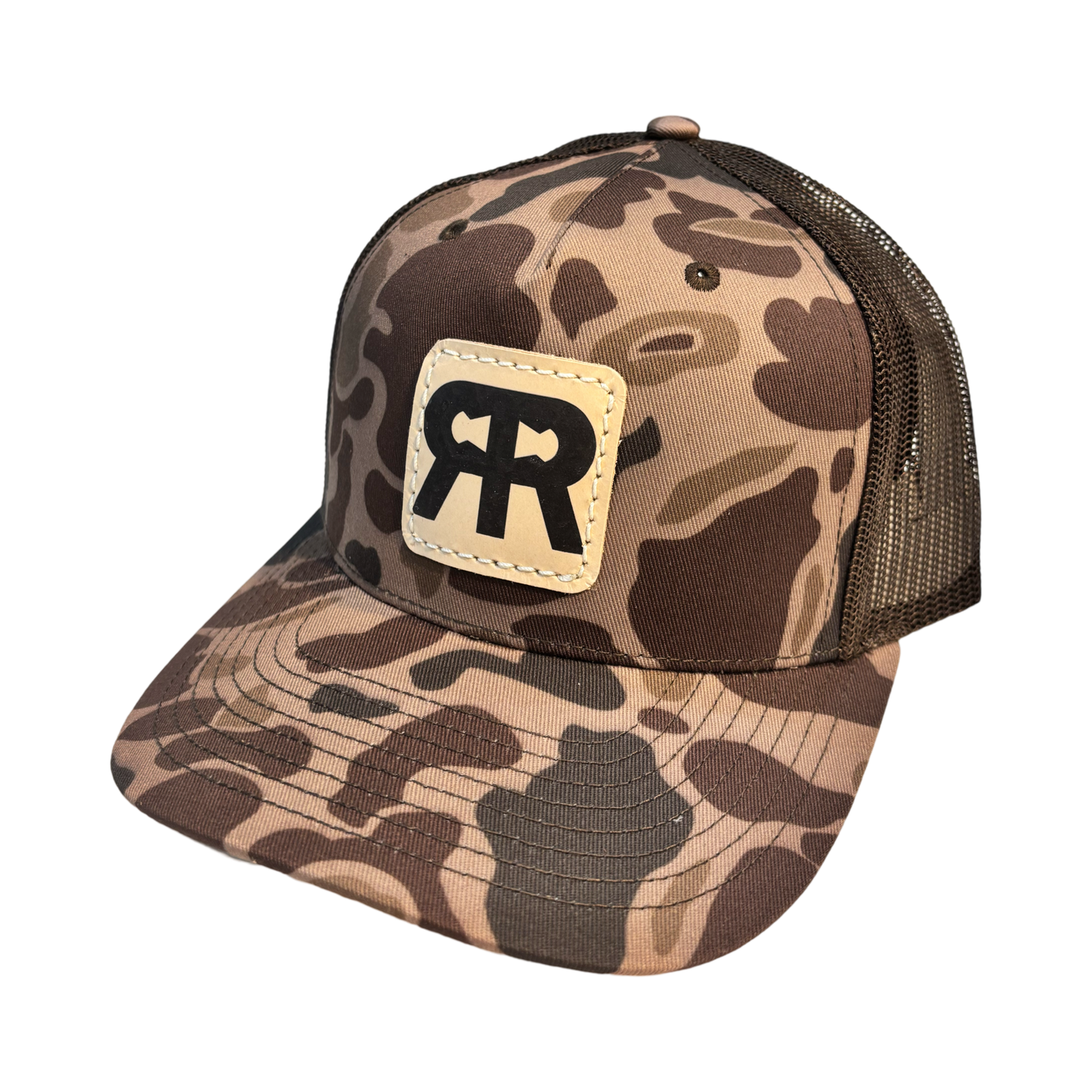 RR TRUCKER HAT CAMO TAN PATCH