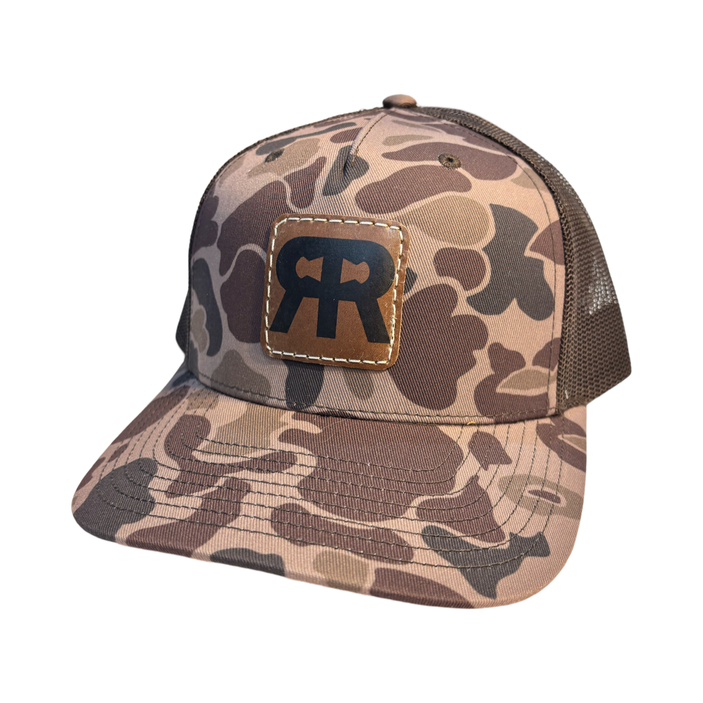 RR TRUCKER HAT CAMO BROWN PATCH