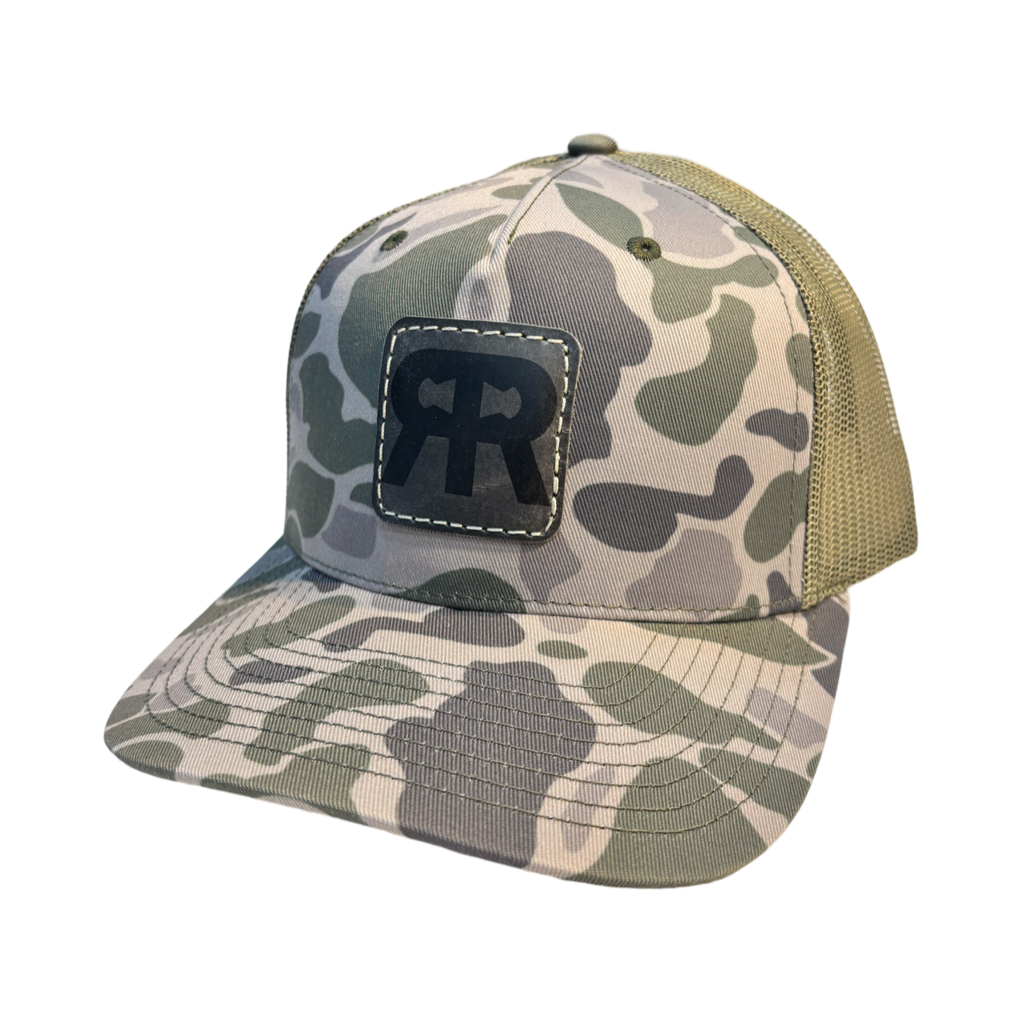 RR TRUCKER HAT CAMO GRAY PATCH